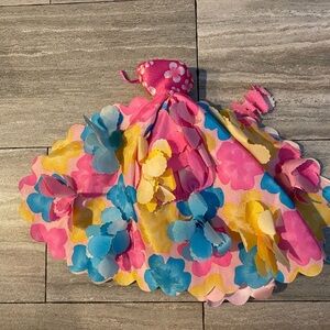 Reversible Vintage 1996 Barbie Blossom Beauty Pink Floral Dress Ball Gown Mattel